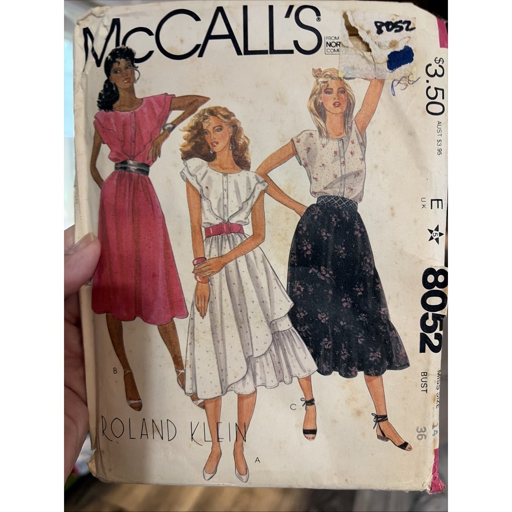 McCalls 8052 Roland Klein 80s Ruffled Skirt Top Pattern Size 14 Bust 36 Uncut
